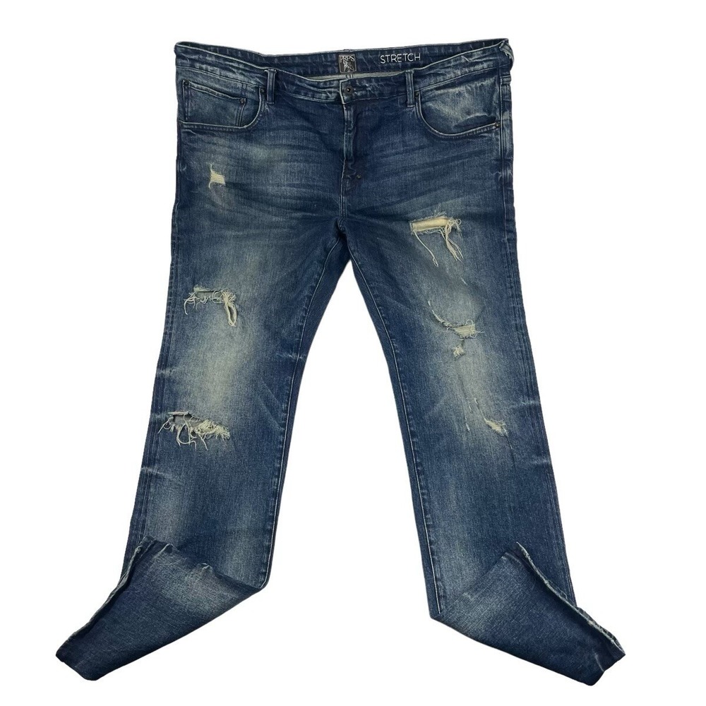 PRPS Le Sabre Slim Tapered Fit Distressed Mens Jeans Blue 42X34